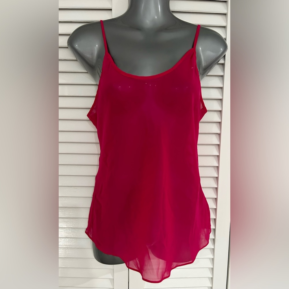 Sheer bright pink flowy camisole tank size small
